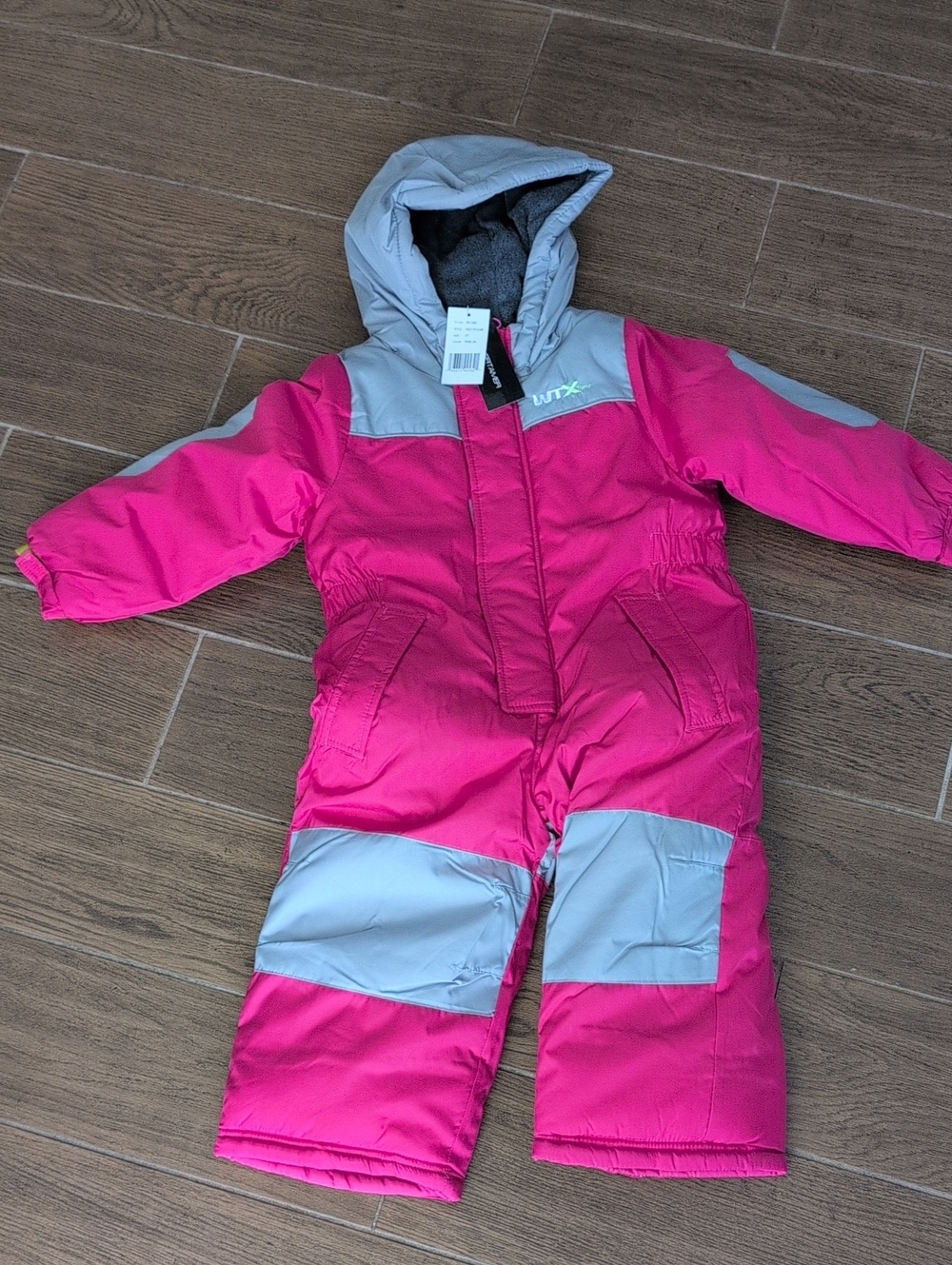 Nwt Weather Tamer Kids Pink and Gray One-Piece Snowsuit 3T